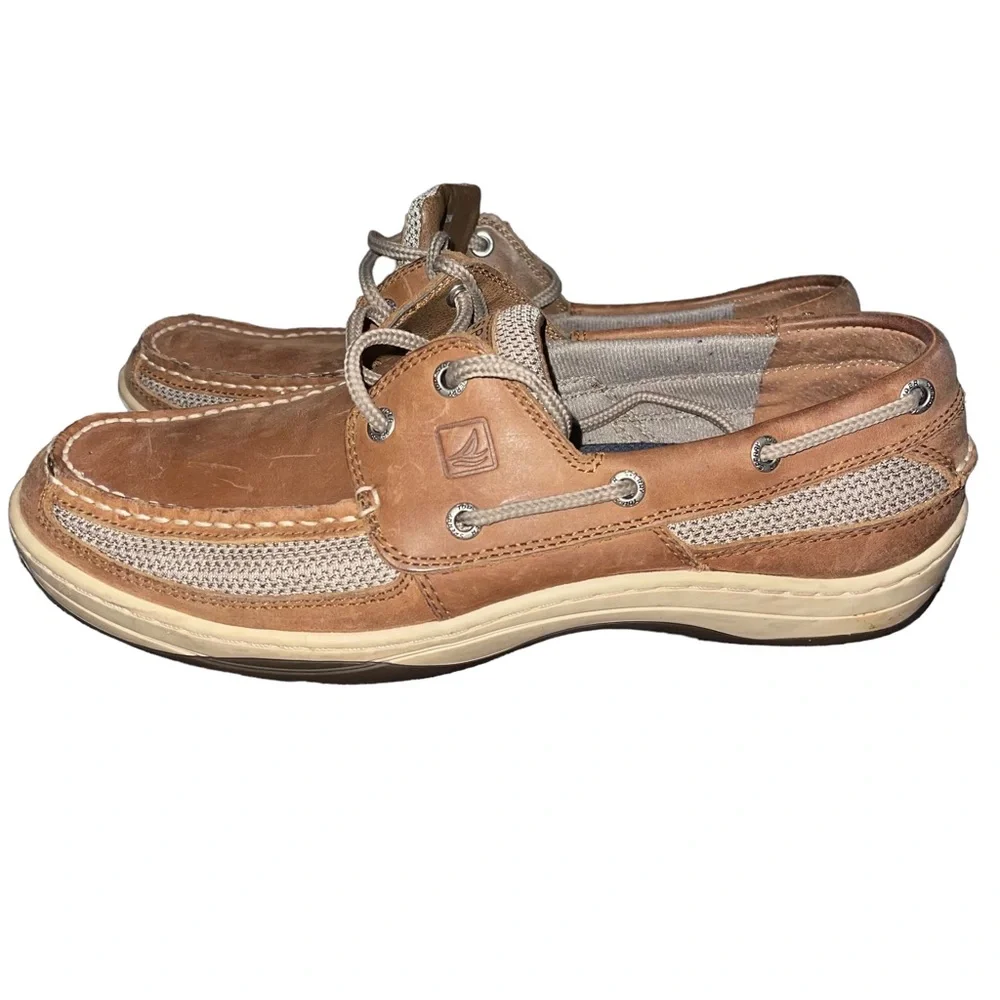 Sperry Leather Top Sider Boat Shoe Men’s Size 9.5M Two Tone Brown Tan